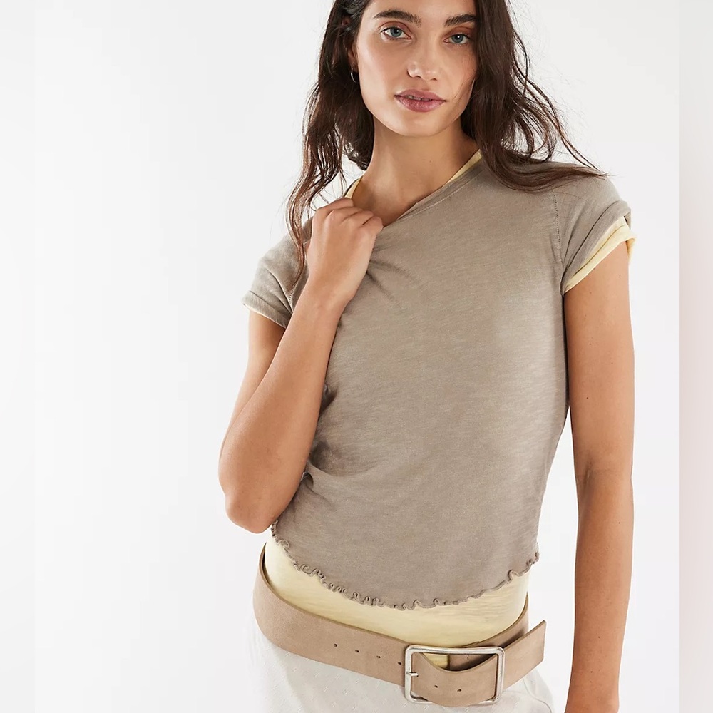 Free People Be my baby tee chinchilla gray NWT